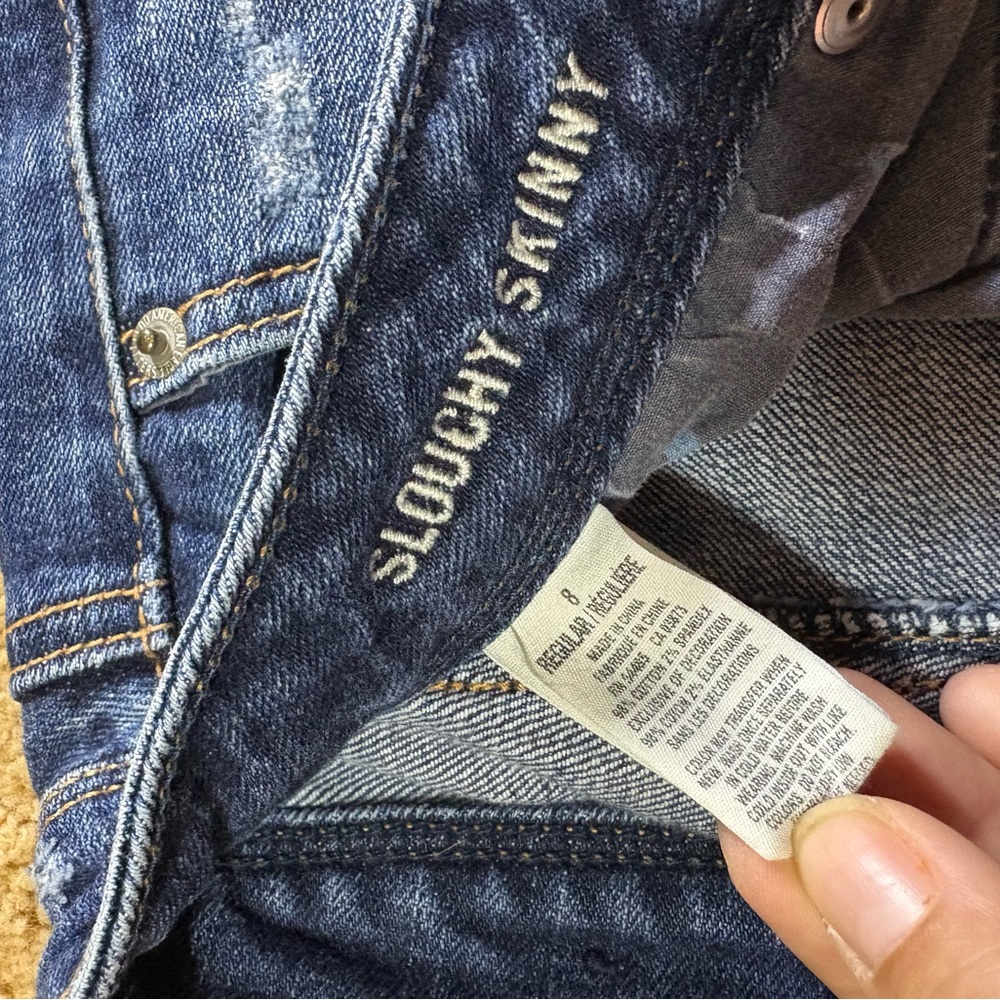 American Eagle Outfitters Slouchy‎ Skinny Distressed Blue Skinny Jeans - Picture 3 of 8